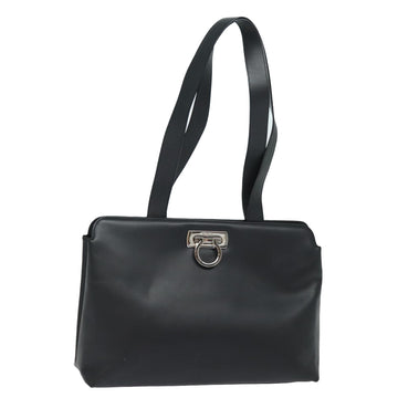 SALVATORE FERRAGAMO Gancini Tote Bag Leather Black Auth 79402