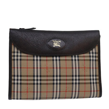 BURBERRYSs Nova Check Clutch Bag Canvas Beige Auth 79427