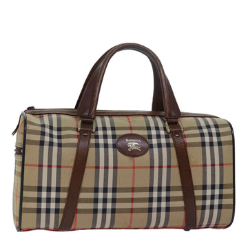 BURBERRYSs Nova Check Boston Bag Canvas Beige Auth 79483