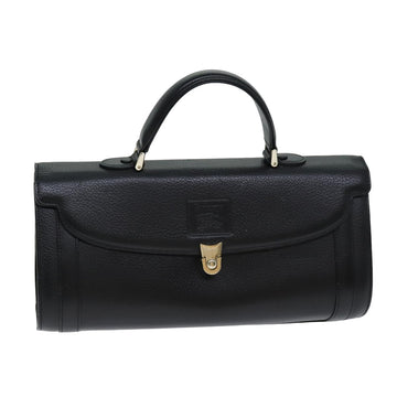 BURBERRYSs Hand Bag Leather Black Auth 79493