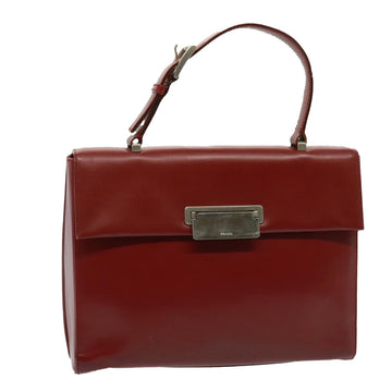 PRADA Hand Bag Leather Red Auth 79502