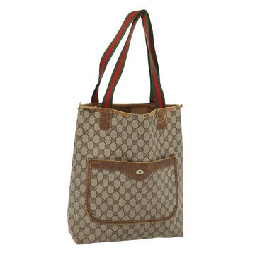 GUCCI GG Supreme Web Sherry Line Tote Bag PVC Beige Red 120 02 003 Auth 79530