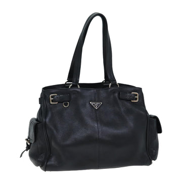 PRADA Tote Bag Leather Black Auth 79544