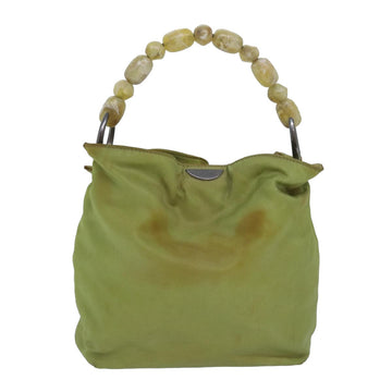 CHRISTIAN DIOR Maris Pearl Hand Bag Nylon Green Auth 79559