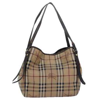 BURBERRY Nova Check Tote Bag PVC Leather Beige Brown Auth 79577