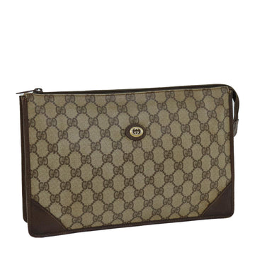 GUCCI GG Supreme Clutch Bag PVC Beige 97 01 029 Auth 79622