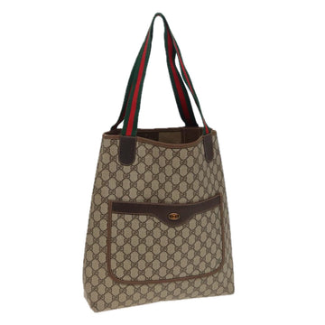 GUCCI GG Supreme Web Sherry Line Tote Bag PVC Beige Red 378 02 003 Auth 79623