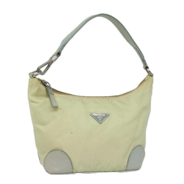 PRADA Hand Bag Nylon Beige Auth 79636