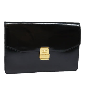 CELINE Clutch Bag Enamel Black Auth 79686