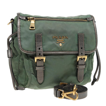 PRADA Shoulder Bag Nylon Green Auth 79713