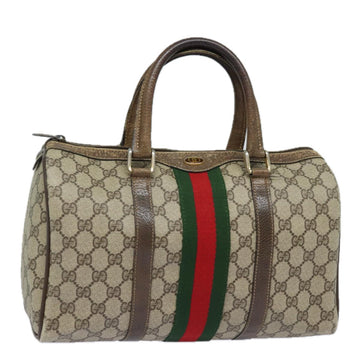 GUCCI GG Supreme Web Sherry Line Boston Bag PVC Beige Red 40 02 007 Auth 79749