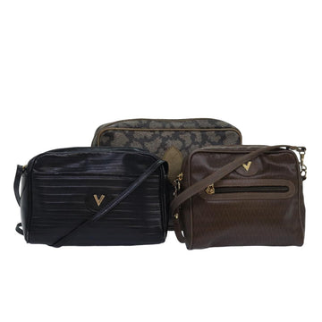 SAINT LAURENT Valentino Clutch Bag PVC Leather 3Set Gray Brown black Auth 79785