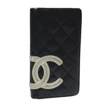 CHANEL Cambon Line Wallet Leather Black CC Auth 79854