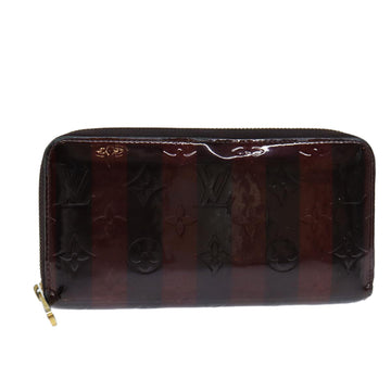 LOUIS VUITTON Monogram Vernis Rayure Zippy Wallet Amarante M91717 LV Auth 79855