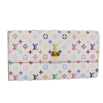 LOUIS VUITTON Multicolor Portefeuille Sarah Wallet White M93532 LV Auth 79948