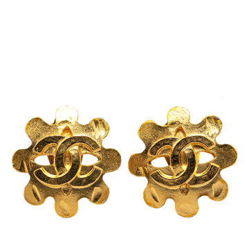 CHANEL Gold Plated CC Clip on Earrings Costume Earrings
