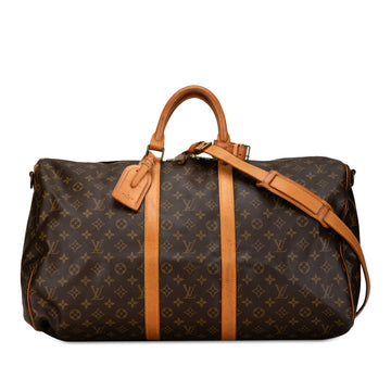 LOUIS VUITTON Monogram Keepall Bandouliere 55 Travel Bag