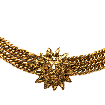 CHANEL Gold Plated Lion Head Choker Necklace Costume Necklace