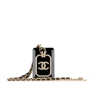 CHANEL Rhinestone Embellished Resin and Leather Card Case Necklace Card Holder