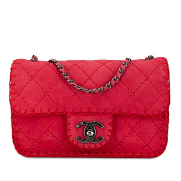 CHANEL Small Quilted Suede Stitched Single Flap Shoulder Bag