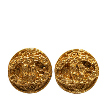 CHANEL Gold Plated CC Clip On Earrings Costume Earrings