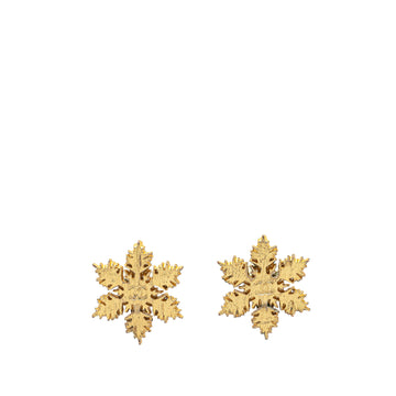 CHANEL Gold Plated CC Snowflake Clip On Earrings Costume Earrings