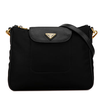 PRADA Saffiano Trimmed Tessuto Crossbody Crossbody Bag