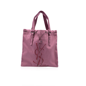 YVES SAINT LAURENT Pink Canvas Logo Kahala Tote Shopping Bag