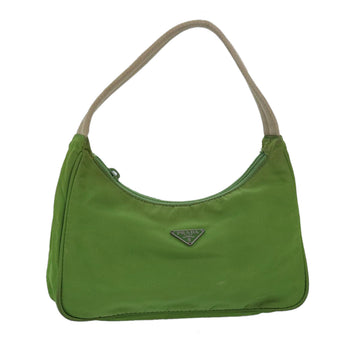 PRADA Nylon Hand Bag Green Auth 80076