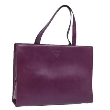 PRADA Leather Hand Bag Purple Auth 80093