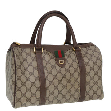 GUCCI GG Supreme Web Sherry Line Boston Bag PVC Beige Red 40 02 007 Auth 80124