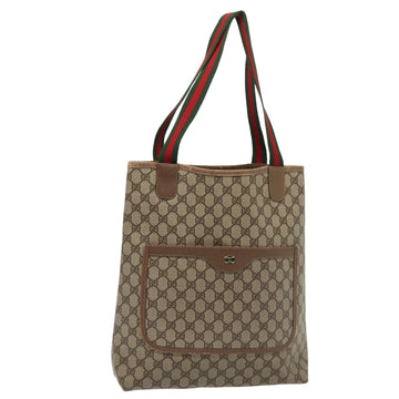 GUCCI GG Supreme Web Sherry Line Tote Bag PVC Beige Red 39 02 003 Auth 80139