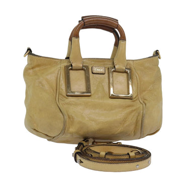 Chloe Etel Hand Bag Leather 2way Beige Auth 80162