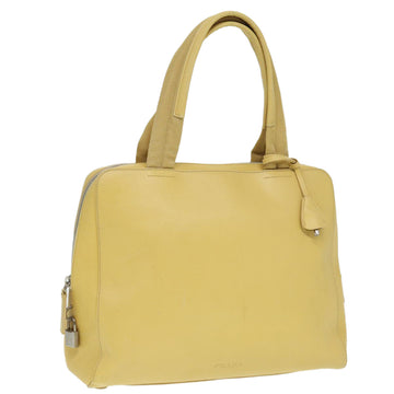 PRADA Hand Bag Leather Yellow Auth 80239