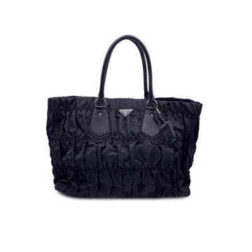 PRADA Black Nylon Tessuto Gaufre Nylon Tote Handbag Bn1232