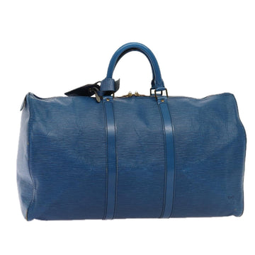 LOUIS VUITTON Epi Keepall 50 Boston Bag Blue M42965 LV Auth 80555