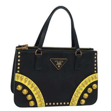 PRADA Hand Bag Safiano leather Black Auth 80600A