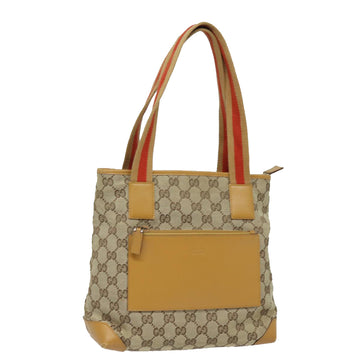 GUCCI GG Canvas Sherry Line Hand Bag Beige Red Brown 019 0402 Auth 80606