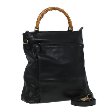 GUCCI Bamboo Hand Bag 2way Black Auth 80627