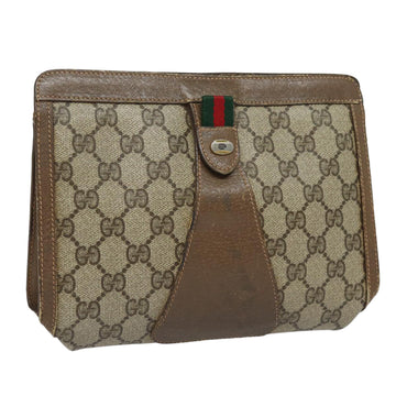 GUCCI GG Supreme Clutch Bag PVC Leather Beige 97 01 037 Auth 80682