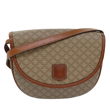 CELINE Macadam Canvas Shoulder Bag Beige Auth 80815