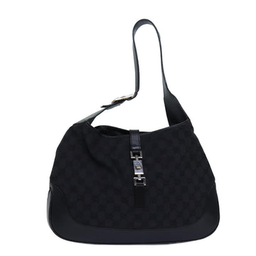 GUCCI Jackie Shoulder Bag Canvas Leather Black 001 3346 Auth 80830