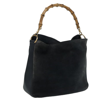 GUCCI Bamboo Shoulder Bag Suede Black 001 1638 2615 Auth 80843