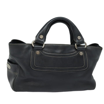 CELINE Hand Bag Leather Black Auth 80876