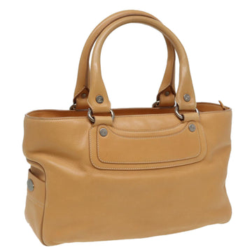 CELINE Hand Bag Leather Beige Auth 80885