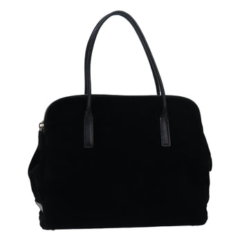 PRADA Hand Bag Suede Black Auth 80944