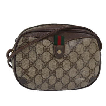 GUCCI GG Supreme Web Sherry Line Shoulder Bag PVC Beige 156 02 066 Auth 81008