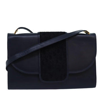 CHRISTIAN DIOR Trotter Canvas Shoulder Bag Navy Auth 81051