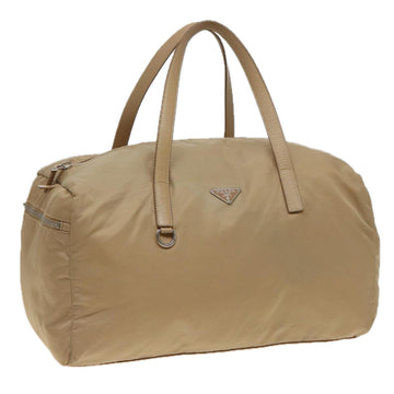 PRADA Boston Bag Nylon Beige Auth 81172