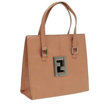 FENDI Hand Bag Leather Beige Auth 81187